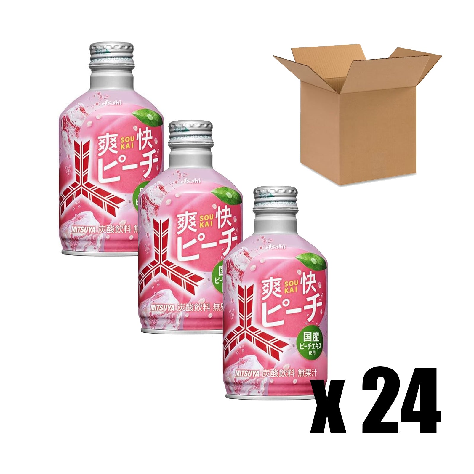 Asahi Mitsuya Sokai Peach Soda Bottle Can - Case of 24