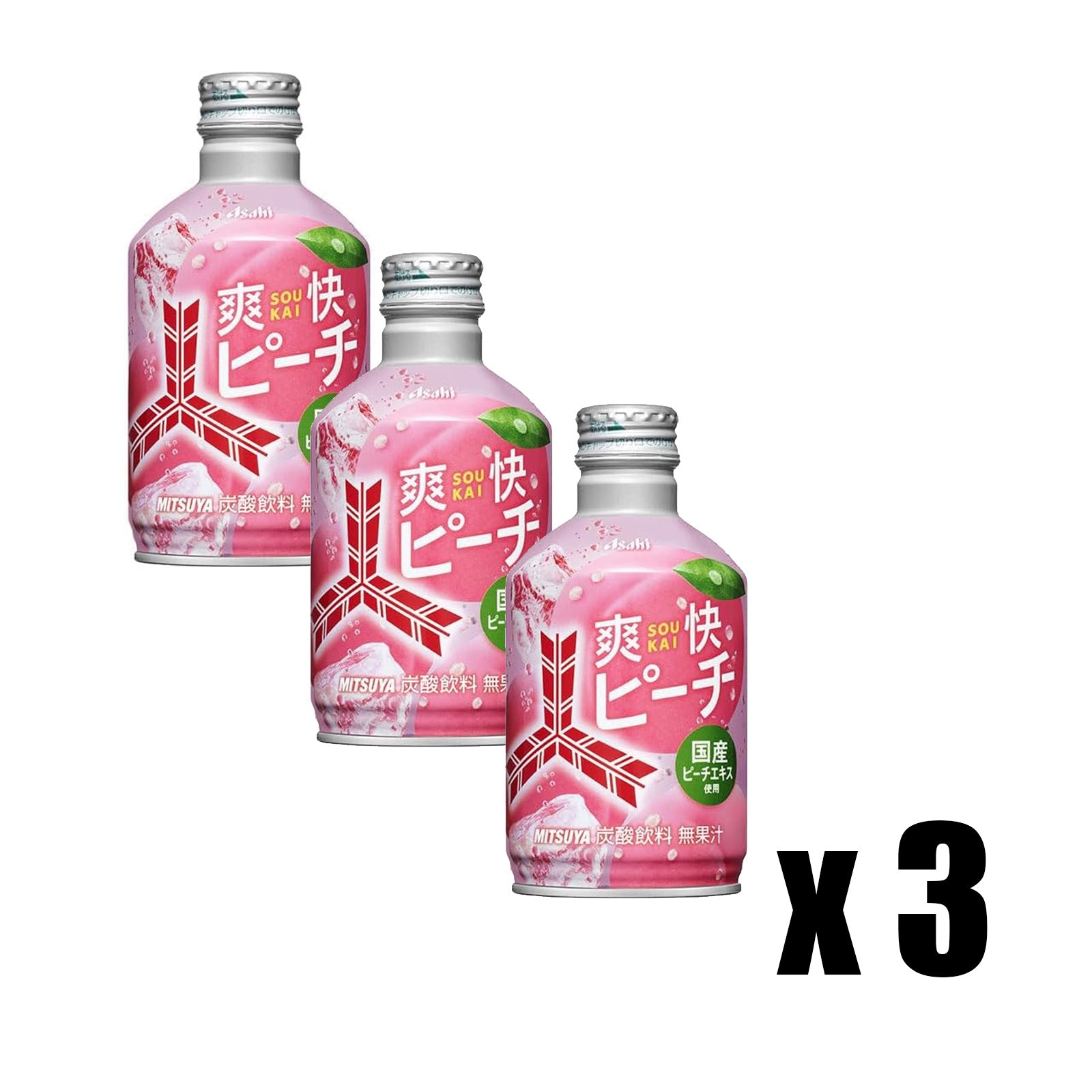 Asahi Mitsuya Sokai Peach Soda Bottle Can - 3 Pack